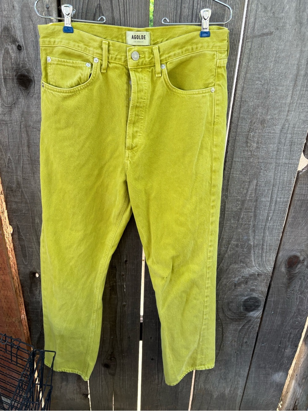 Agolde Lime Green High-Rise Straight Jeansm